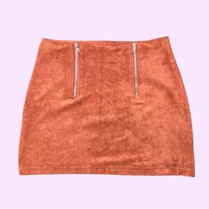 Forever 21 Brown Suede Mini Skirt with Silver Zippers